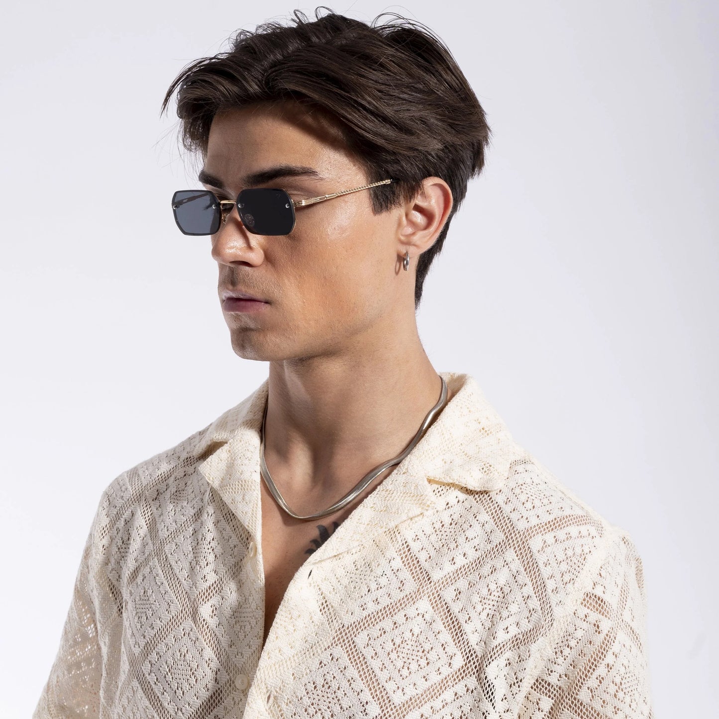 Voyage Black Rectangle Sunglasses