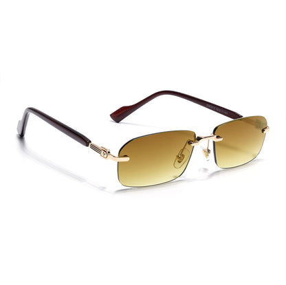 Satan | Emerland Green Rimless Sunglasses | Golden Frame