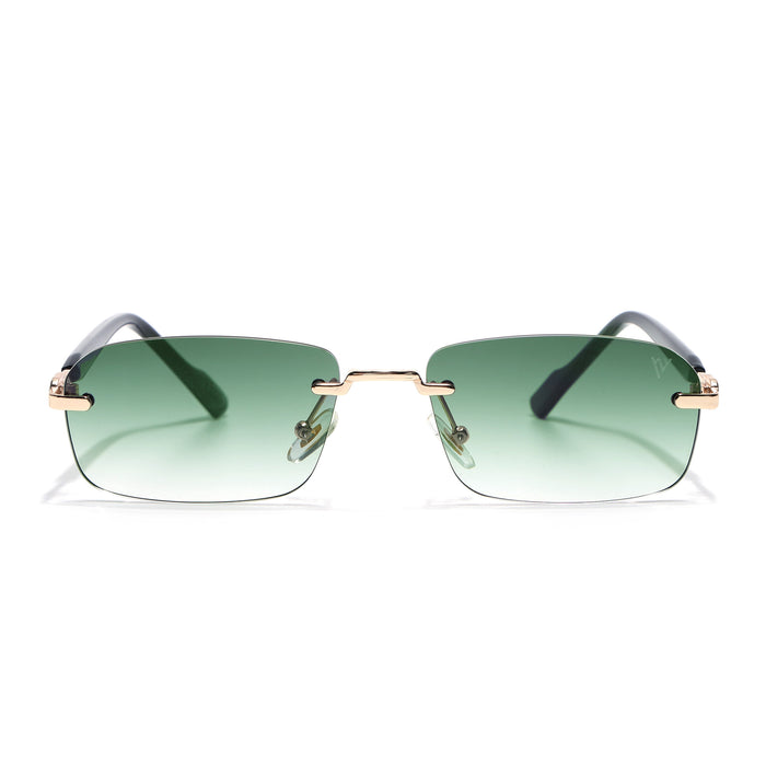 Satan | Emerland Green Rimless Sunglasses | Golden Frame
