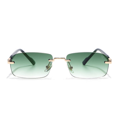 Satan | Emerland Green Rimless Sunglasses | Golden Frame