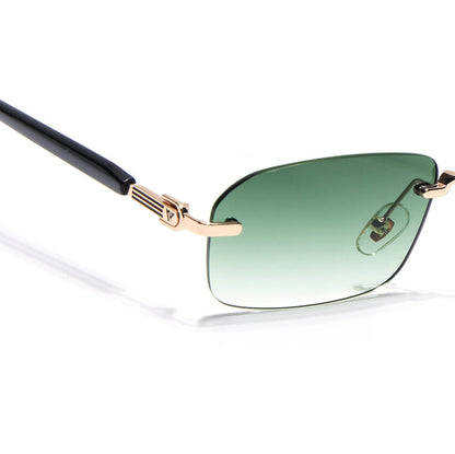 Satan | Emerland Green Rimless Sunglasses | Golden Frame
