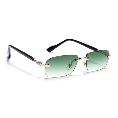 Satan | Emerland Green Rimless Sunglasses | Golden Frame