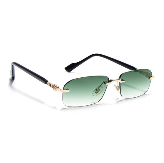 Satan | Emerland Green Rimless Sunglasses | Golden Frame