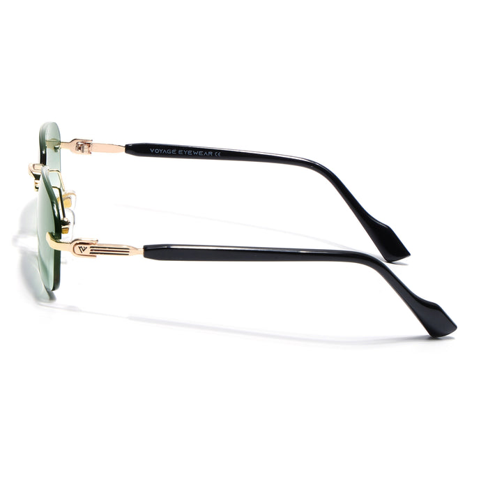 Satan | Emerland Green Rimless Sunglasses | Golden Frame