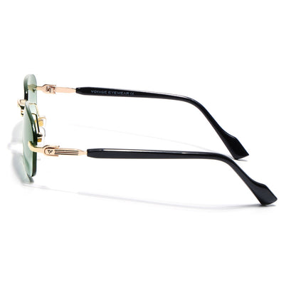 Satan | Emerland Green Rimless Sunglasses | Golden Frame