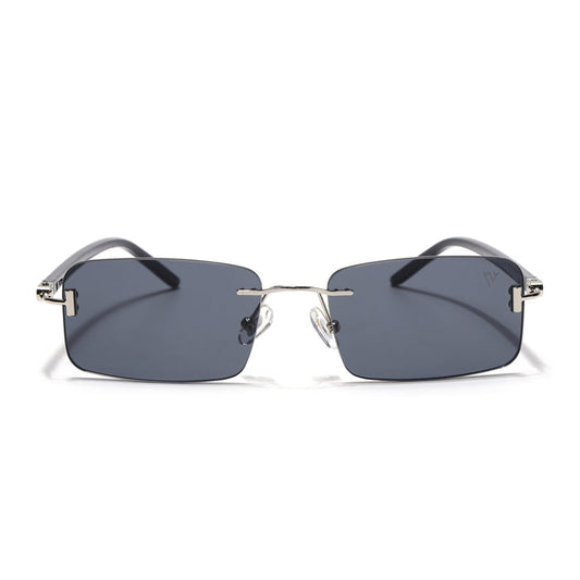 Voyage Rimless Sunglasses  (Black Lens | Silver Frame)