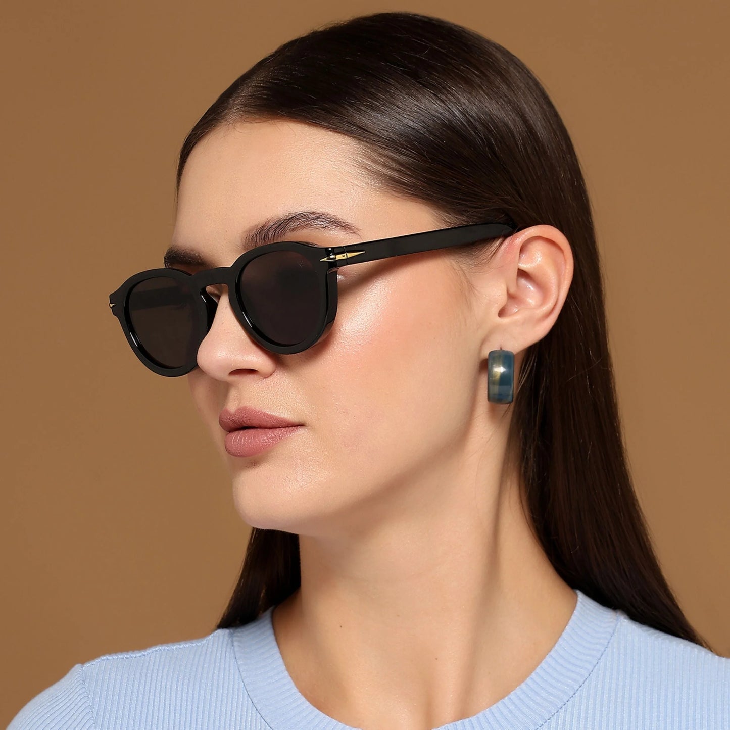 voyage|Vellum | Crystal Round Sunglasses