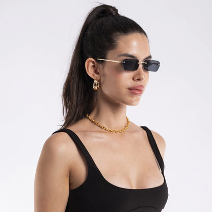 Underdog | Black Rimless Rectangle Sunglasses