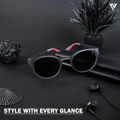 Voyage Active Grey Round Polarized Sunglasses